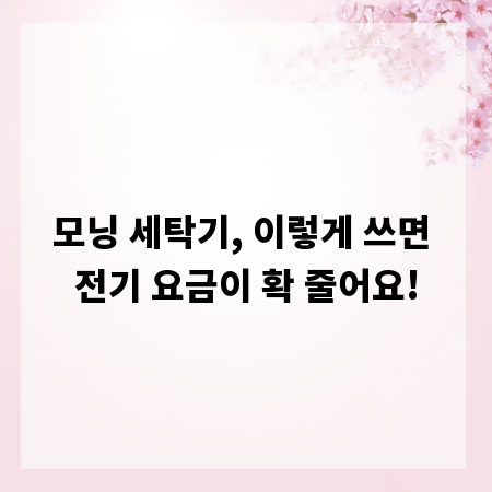 모닝 세탁기, 이렇게 쓰면 전기 요금이 확 줄어요!