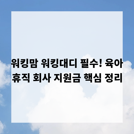 워킹맘 워킹대디 필수! 육아휴직 회사 지원금 핵심 정리