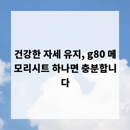 건강한 자세 유지, g80 메모리시트 하나면 충분합니다
