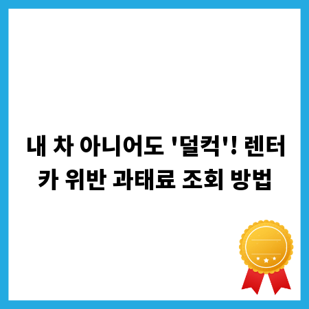 내 차 아니어도 '덜컥'! 렌터카 위반 과태료 조회 방법