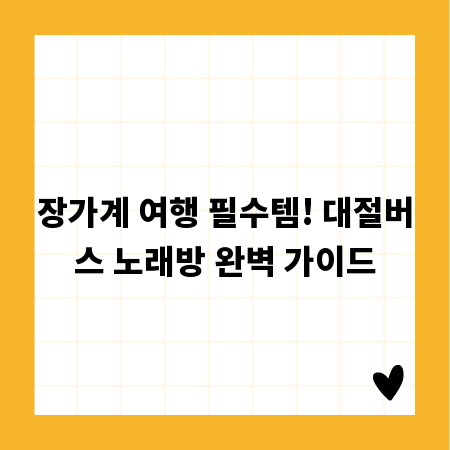 장가계 여행 필수템! 대절버스 노래방 완벽 가이드