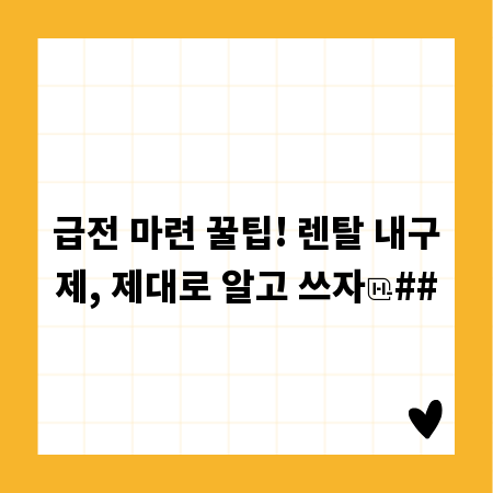 급전 마련 꿀팁! 렌탈 내구제, 제대로 알고 쓰자
##