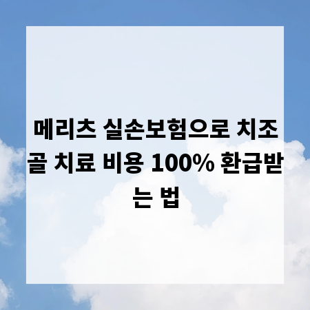 메리츠 실손보험으로 치조골 치료 비용 100% 환급받는 법