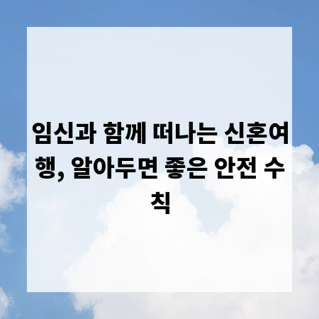 임신과 함께 떠나는 신혼여행, 알아두면 좋은 안전 수칙