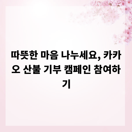 따뜻한 마음 나누세요, 카카오 산불 기부 캠페인 참여하기