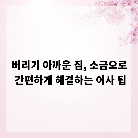 버리기 아까운 짐, 소금으로 간편하게 해결하는 이사 팁