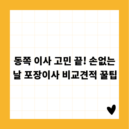 동쪽 이사 고민 끝! 손없는날 포장이사 비교견적 꿀팁
