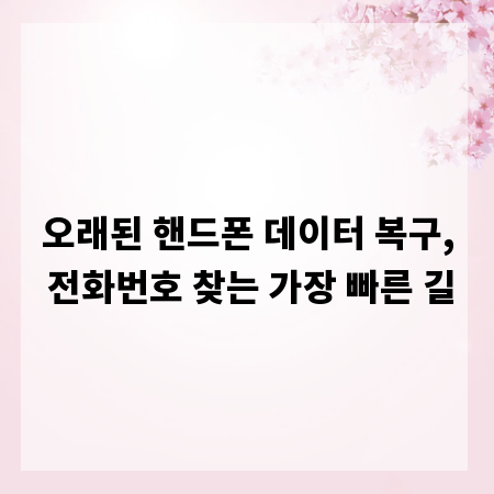 오래된 핸드폰 데이터 복구, 전화번호 찾는 가장 빠른 길