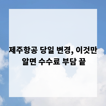 제주항공 당일 변경, 이것만 알면 수수료 부담 끝