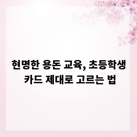 현명한 용돈 교육, 초등학생 카드 제대로 고르는 법