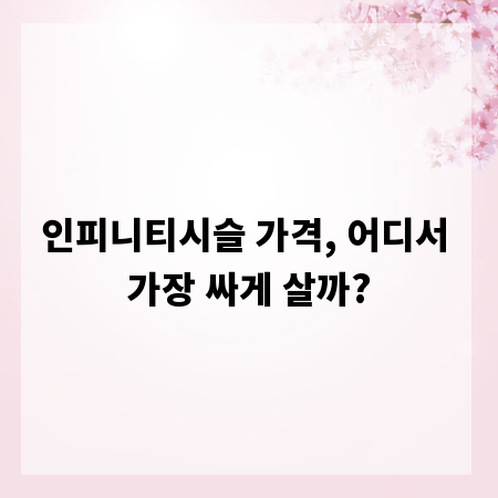 인피니티시슬 가격, 어디서 가장 싸게 살까?