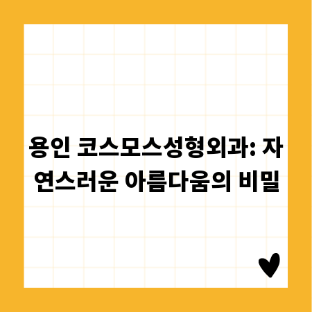 용인 코스모스성형외과: 자연스러운 아름다움의 비밀