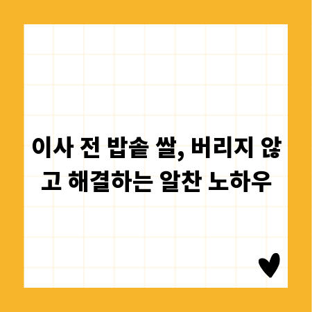 이사 전 밥솥 쌀, 버리지 않고 해결하는 알찬 노하우