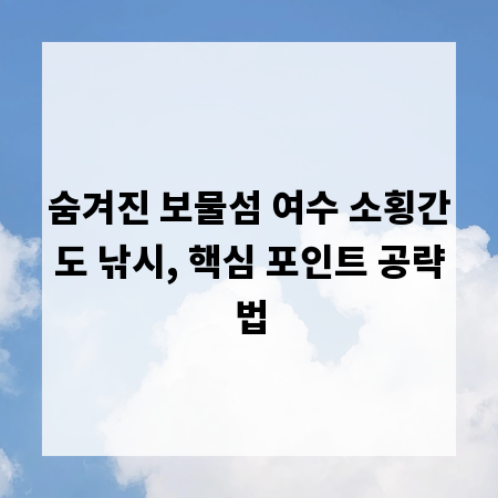숨겨진 보물섬 여수 소횡간도 낚시, 핵심 포인트 공략법
