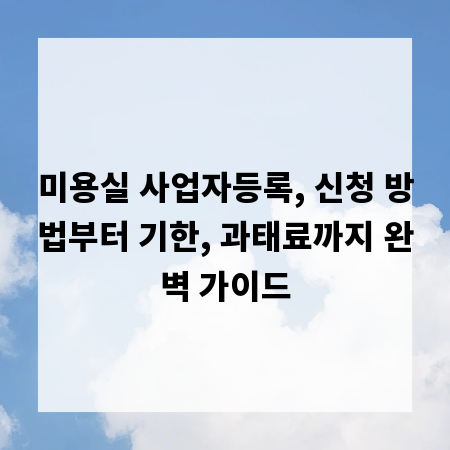 미용실 사업자등록, 신청 방법부터 기한, 과태료까지 완벽 가이드