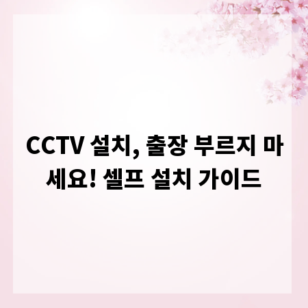 CCTV 설치, 출장 부르지 마세요! 셀프 설치 가이드