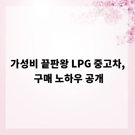 가성비 끝판왕 LPG 중고차, 구매 노하우 공개