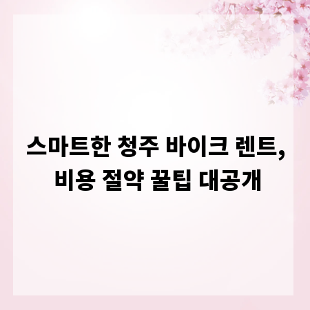 스마트한 청주 바이크 렌트, 비용 절약 꿀팁 대공개