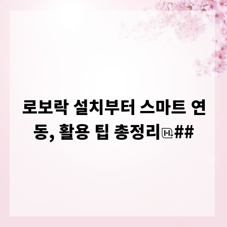 로보락 설치부터 스마트 연동, 활용 팁 총정리
##
