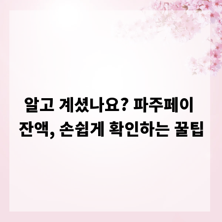 알고 계셨나요? 파주페이 잔액, 손쉽게 확인하는 꿀팁