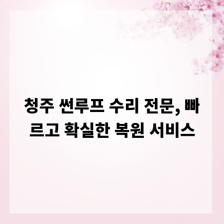 청주 썬루프 수리 전문, 빠르고 확실한 복원 서비스