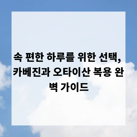 속 편한 하루를 위한 선택, 카베진과 오타이산 복용 완벽 가이드