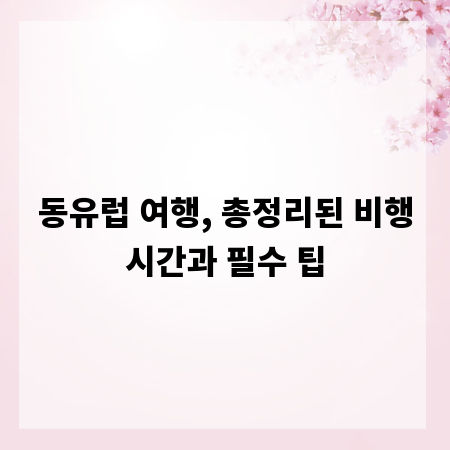 동유럽 여행, 총정리된 비행시간과 필수 팁
