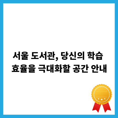 서울 도서관, 당신의 학습 효율을 극대화할 공간 안내