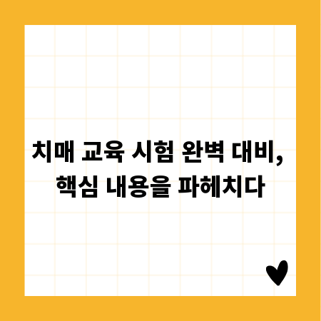 치매 교육 시험 완벽 대비, 핵심 내용을 파헤치다