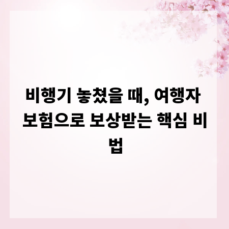 비행기 놓쳤을 때, 여행자 보험으로 보상받는 핵심 비법