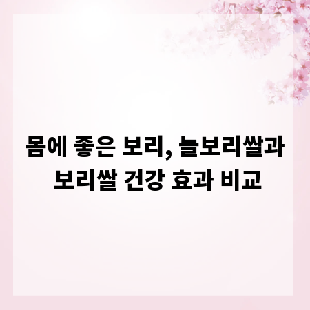몸에 좋은 보리, 늘보리쌀과 보리쌀 건강 효과 비교