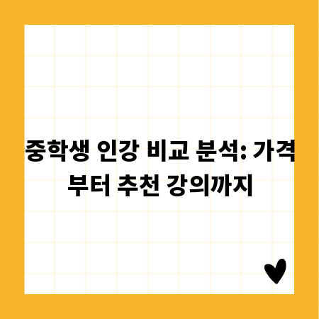 중학생 인강 비교 분석: 가격부터 추천 강의까지