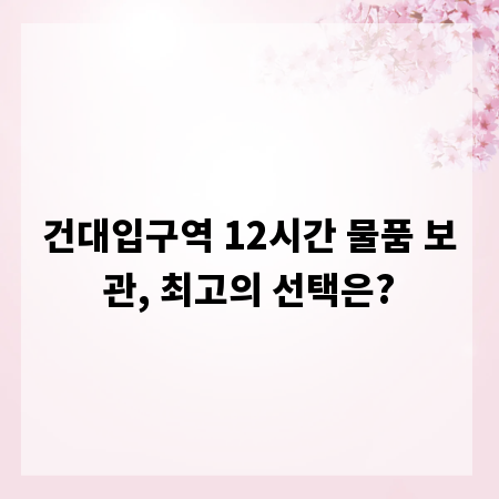건대입구역 12시간 물품 보관, 최고의 선택은?