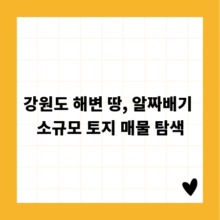 강원도 해변 땅, 알짜배기 소규모 토지 매물 탐색