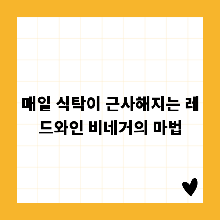 매일 식탁이 근사해지는 레드와인 비네거의 마법