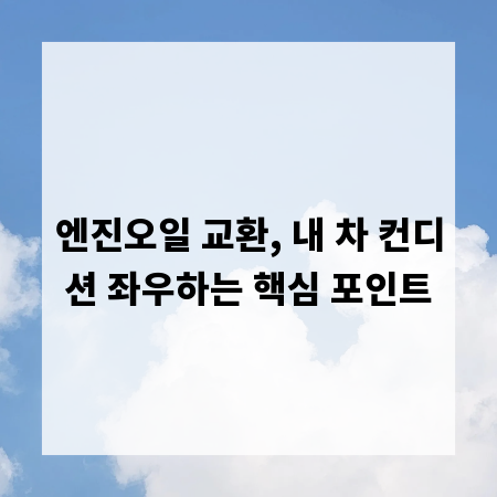 엔진오일 교환, 내 차 컨디션 좌우하는 핵심 포인트