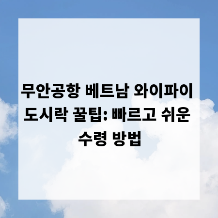 무안공항 베트남 와이파이 도시락 꿀팁: 빠르고 쉬운 수령 방법