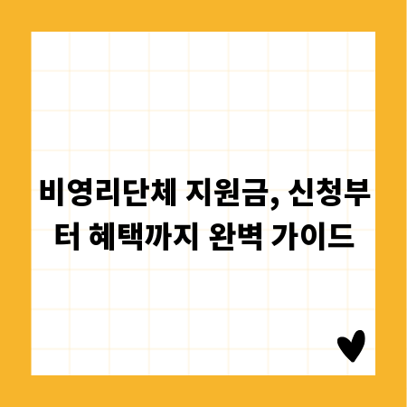 비영리단체 지원금, 신청부터 혜택까지 완벽 가이드