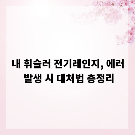 내 휘슬러 전기레인지, 에러 발생 시 대처법 총정리