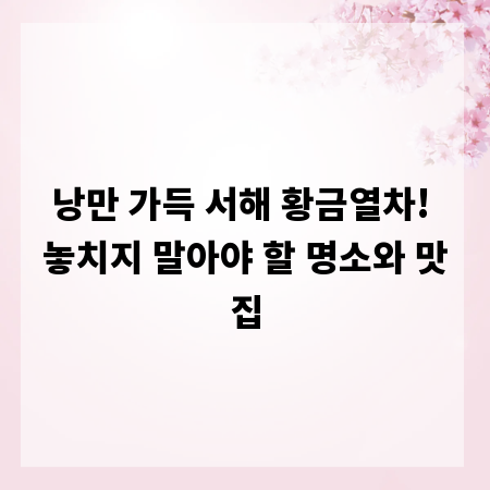 낭만 가득 서해 황금열차! 놓치지 말아야 할 명소와 맛집