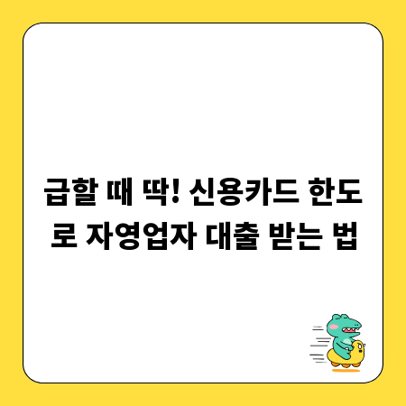 급할 때 딱! 신용카드 한도로 자영업자 대출 받는 법