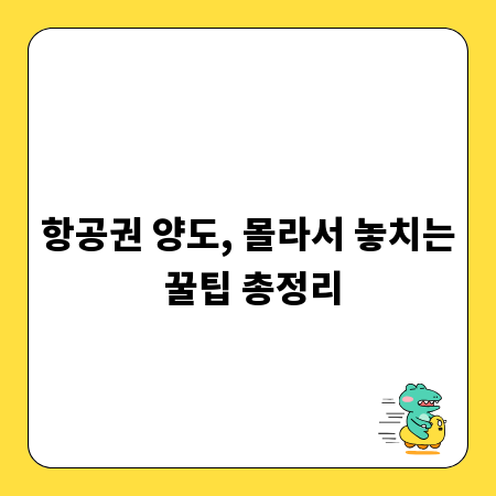 항공권 양도, 몰라서 놓치는 꿀팁 총정리