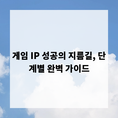 게임 IP 성공의 지름길, 단계별 완벽 가이드