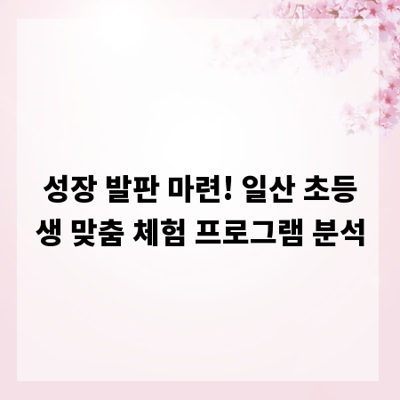 성장 발판 마련! 일산 초등생 맞춤 체험 프로그램 분석