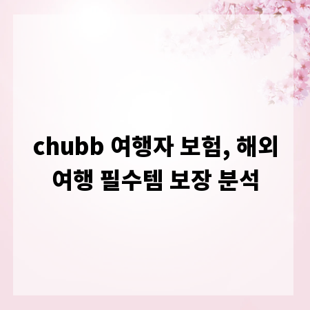 chubb 여행자 보험, 해외여행 필수템 보장 분석