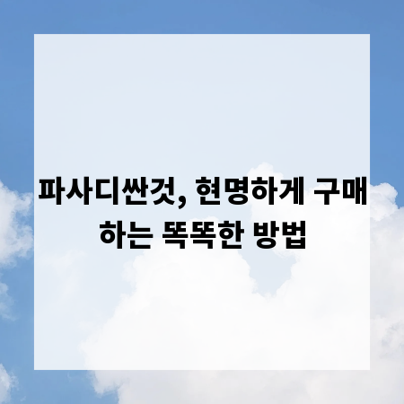 파사디싼것, 현명하게 구매하는 똑똑한 방법