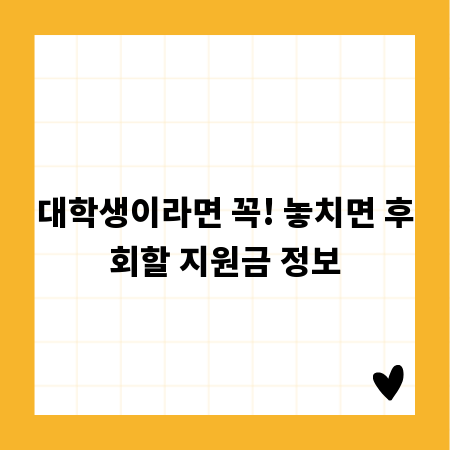 대학생이라면 꼭! 놓치면 후회할 지원금 정보