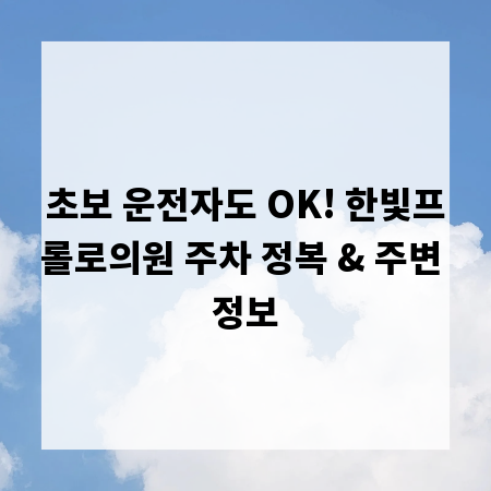 초보 운전자도 OK! 한빛프롤로의원 주차 정복 & 주변 정보