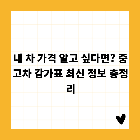 내 차 가격 알고 싶다면? 중고차 감가표 최신 정보 총정리