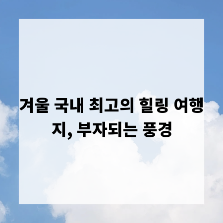 겨울 국내 최고의 힐링 여행지, 부자되는 풍경
